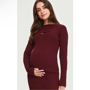 Hatch The Joelle Knit Dress With Shrug - Garnet / 2